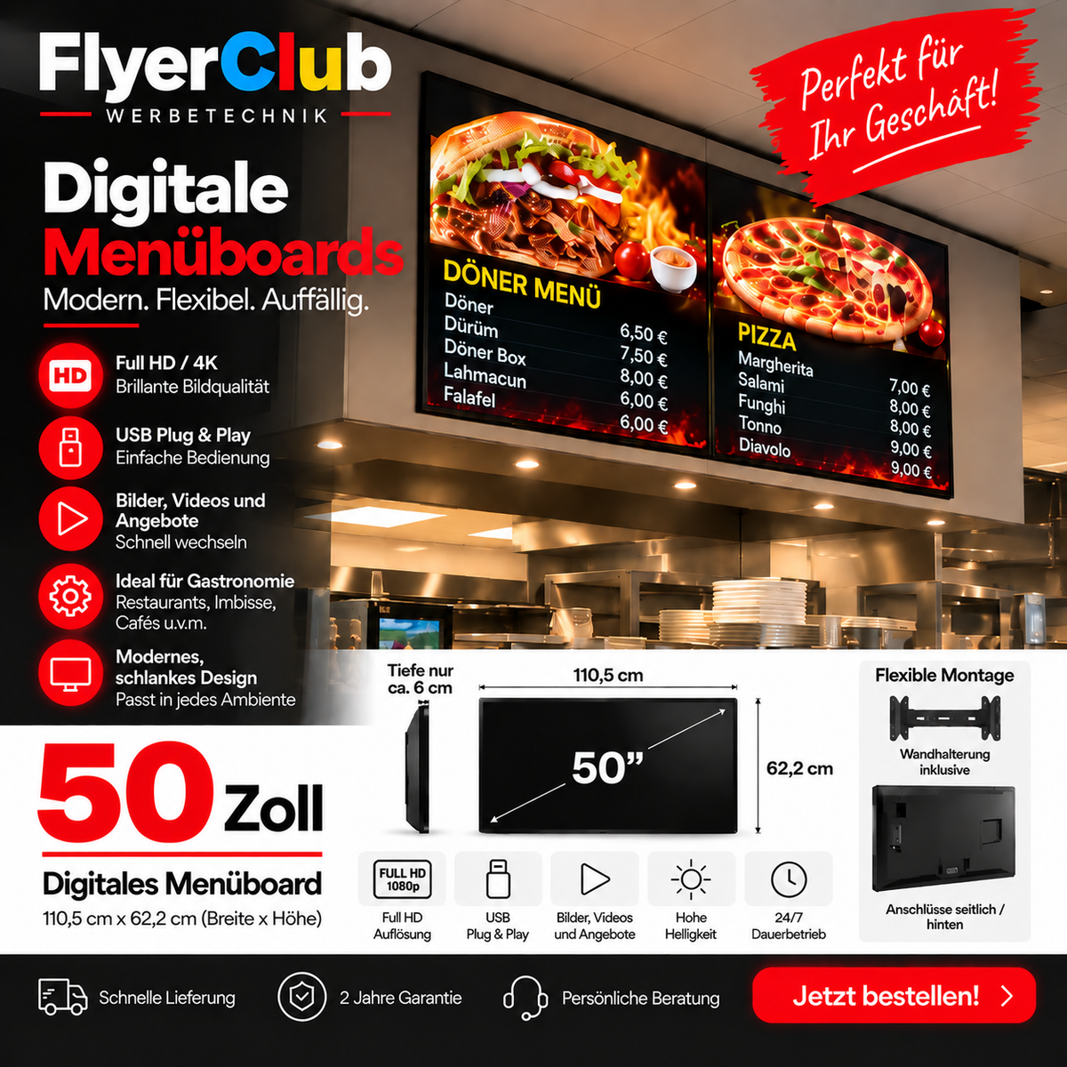50 Zoll Digitales Menüboard