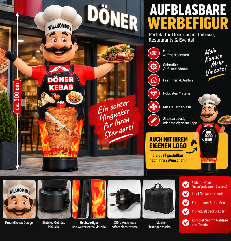 Aufblasbare Werbefigur Döner – 3 Meter