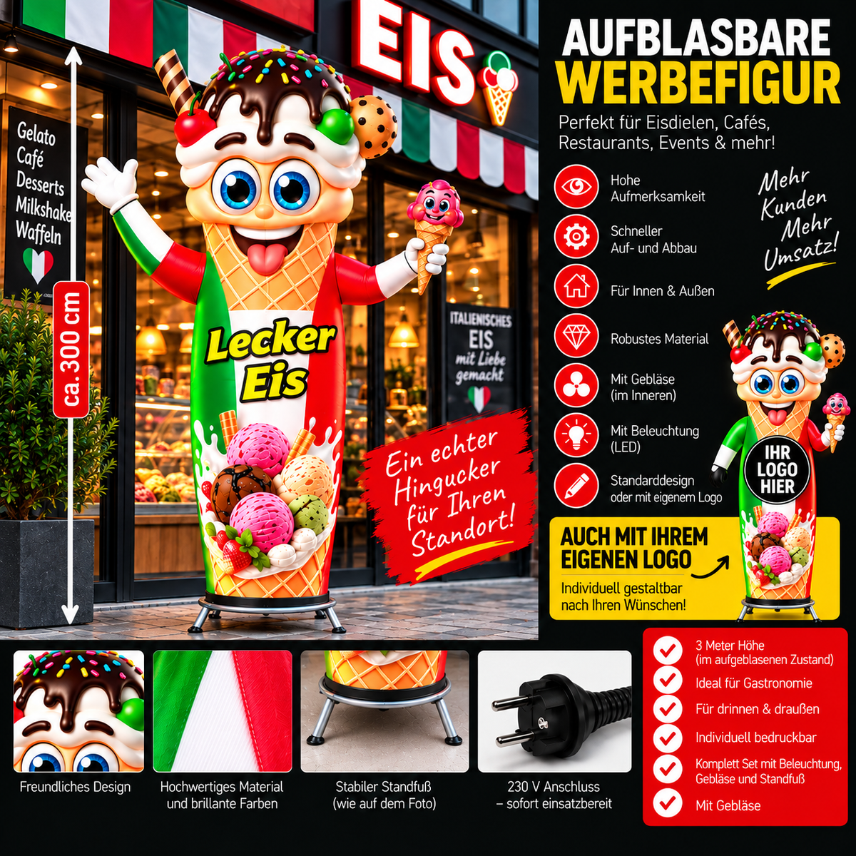 Aufblasbare Werbefigur Eis – 3 Meter